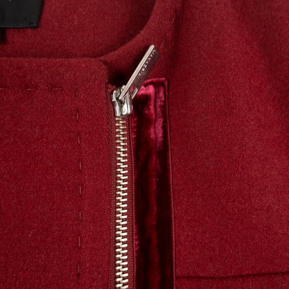 BCBGMaxazria Rouge cranberry red Woven Coat Wool off-center zip jacket size XS - Picture 7 of 9